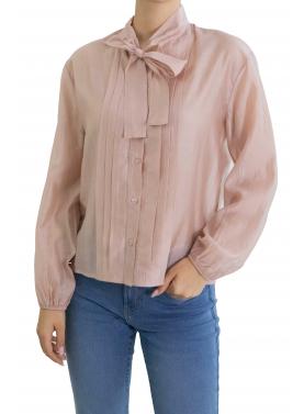 Camicia con con laccio e pieghe frontali